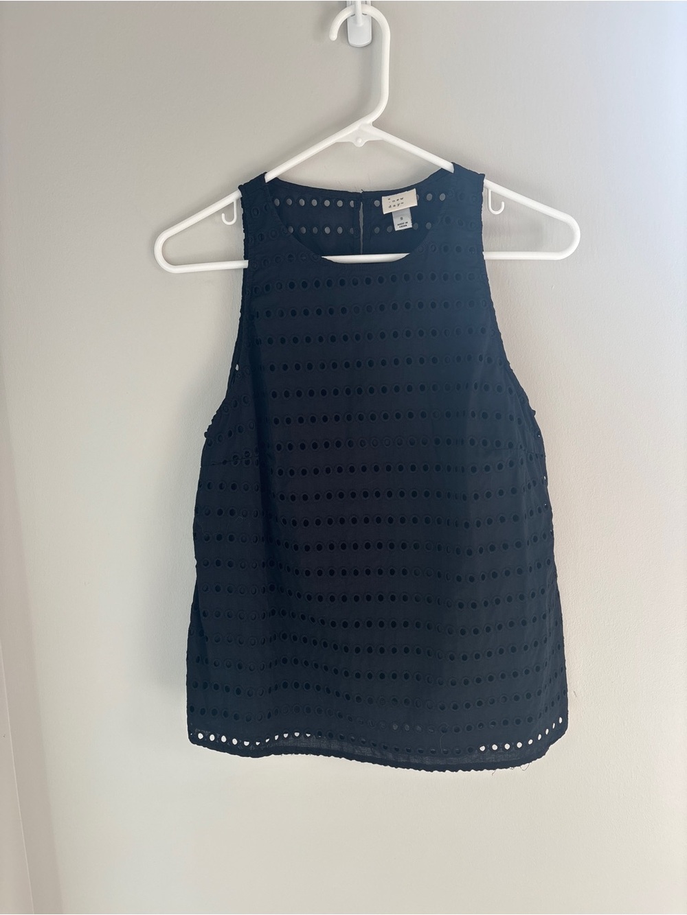 A New Day Black Eyelet Sleeveless Tank Top